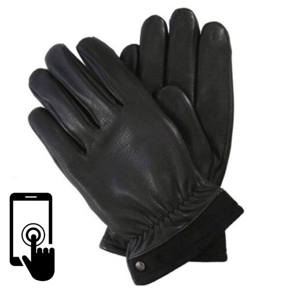 UGG Men Touch Screen Leather Gloves Black XL - Picture 1 of 8